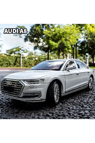 Scowetto Audi A8 Araba Audi A8 Long Quattro 1:24 Diecast Metal Model Araba Koleksiyon Araba Sesli Işıklı