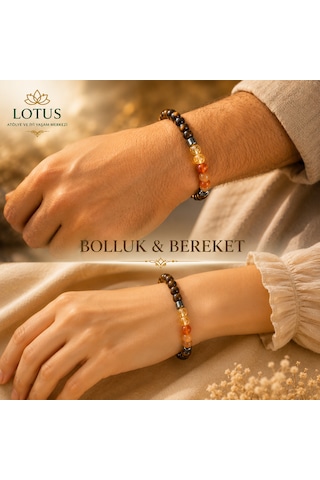 Bolluk & Bereket Doğal Taş Bilekliği Sitrin, Kaplangözü & Pirit