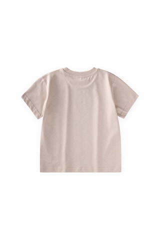 Cigit Etiket Detaylı T-shirt 2-10 Yaş Kum Kum Rengi
