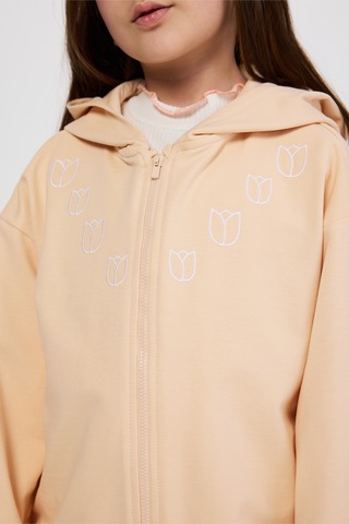 Panço Kız Çocuk Fermuarlı Somon Sweatshirt Pembe