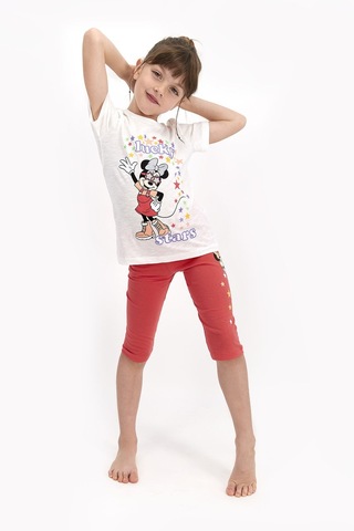 Minnie Mouse Lisanslı Lucky Stars Krem Kız Çocuk Kapri Takım 5274-26591 Krem
