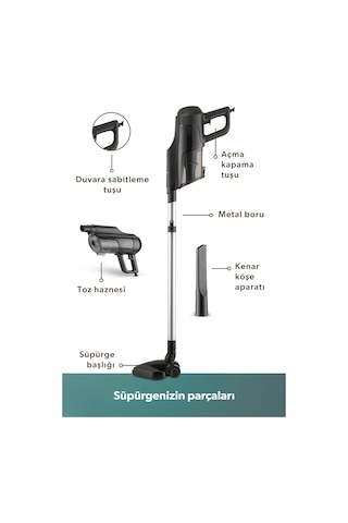 Homend Dustroyer 1272H 2 in 1 Metal Borulu Kablolu Dikey Süpürge