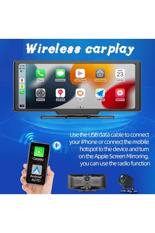10 Süper Hd Ips Dokunmatik Ekran Akıllı Ekran Araba Stereo Ön Kaydedici Dahili 12v-24v Kamyon Van Kablosuz Carplay A
