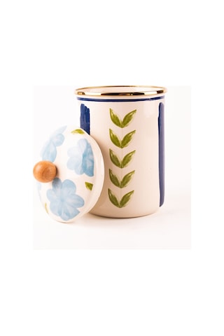 Bloom Emaye Kapsül Kavanozu / Çok Amaçlı Kavanoz 17 Cm Bej