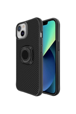 Apple Uyumlu iPhone 13 Kilif Yüzüklü Karbon Fiber Tasarim Manyetik Silik 558172180