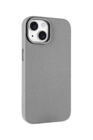 Apple Uyumlu iPhone 14 Kılıf Magsafe Destekli Premium Pu Deri Kapak Royal Case/adora Gri