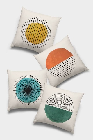 Yeşil Geometrik Çift Taraflı 4'lü Set Kırlent Kılıfı 4kr025n11