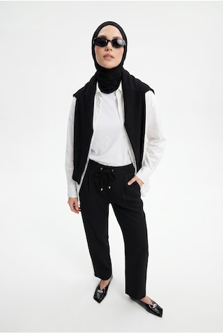 Armine Trend Beli Latikli Cepli Pantolon Siyah 26yt209