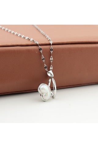 Pigado Paslanmaz Çelik Kalp Figürlü Çelik Kolye Gri