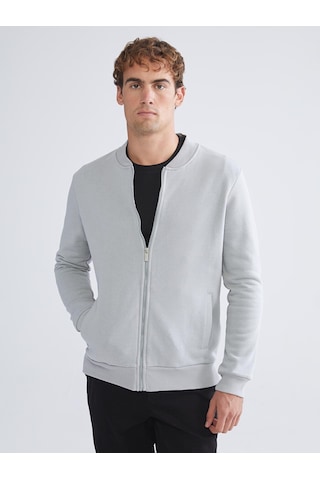 LC Waikiki Lc Waıkıkı Gri Kolej Yaka Erkek Kalın Fermuarlı Sweatshirt