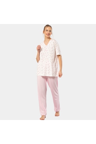 Türen Empirme Patlı Battal Kısa Kollu Pijama Takım 3369/pembe 001