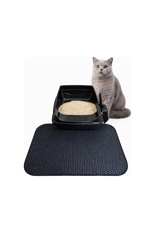 Elekli Açık Kedi Tuvaleti Paspaslı-siyah