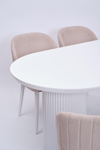 Bohem Göksu Lak Panel Yemek Masa Sandalye Takımı 90x170 Beyaz