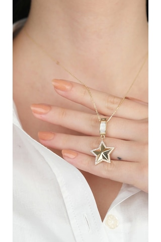 14 Ayar Altın Taşlı Yıldızlı Charm 465 Gold