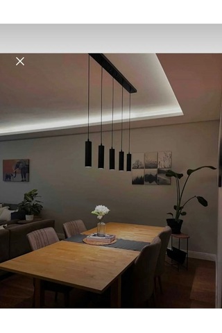 Dekoratif 5 Li Ada-masa Üstü Metal Sarkıt 23 Cm Texture Siyah Günışığı Ampullü