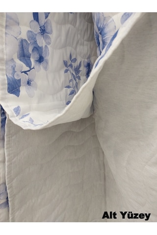 Ogi Home Pamuklu Çok Amaçlı Desenli Tek Kişilik Pike, Yatak Ört 160x230 - Mavi-beyaz Mavi