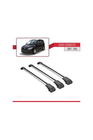 Skoda Roomster 2007-2015 Arası İle Uyumlu Ace-1 Ara Atkı Tavan Barı Gri 3 Adet Bar