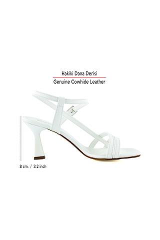 Erkan Saçmacı Roseline Beyaz Önü Arkası Açık Bantlı Tokalı Kadeh Topuklu Abiye Gelin Ayakkabısı