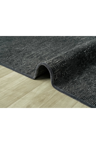 Aura Pixel Antrasit Grey- Pamuk Tabanlı Yıkanılabilir Şönil Kilim