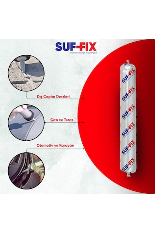 Suf-fix Pu 40 Sosis Mastik 600ml - Poliüretan İnşaat Ve Dış Cephe Mastiği Sosis Silikon Alüminyum Gri