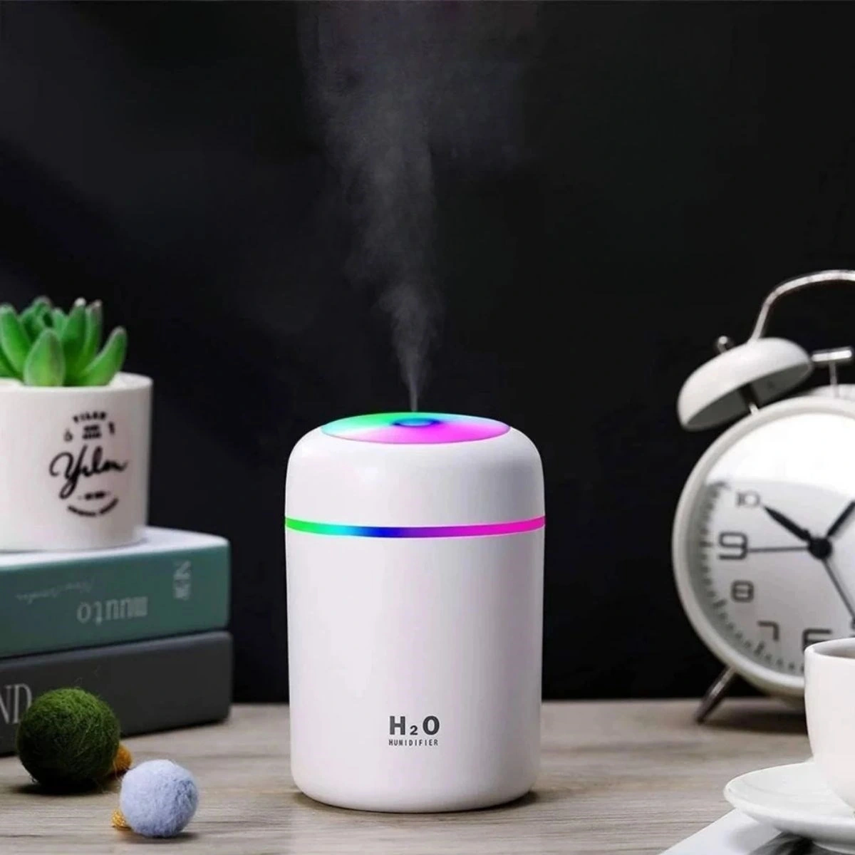 Usb Rengarenk Işıklı 300 Ml Ulrasonik Hava Nemlendirici Buhar Makinesi Ve Hava Aroma Difüzörü
