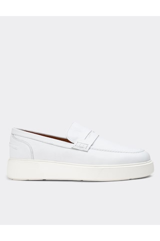 Deery Hakiki Deri Beyaz Erkek Loafer Ayakkabı - 01964mbyze01 Beyaz