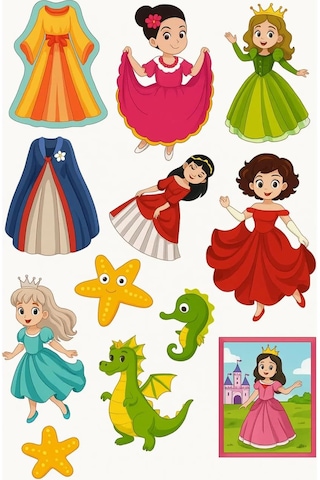 Prenses Temalı Sticker Kitabı - 60 Çıkartmalı Eğitici Etkinlik Kitabı -çocuklar İçin Aktivite Kitabı