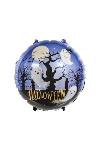 Folyo Balon Halloween Cadılar Bayramı Yuvarlak Ağaç Üstünde Hayaletler 45 45 Cm Diğer