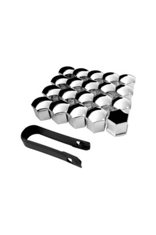 Bijon Kapağı 19 Mm Gümüş 20 Parça Set Jant Bijon Koruyucu Kapak Universal