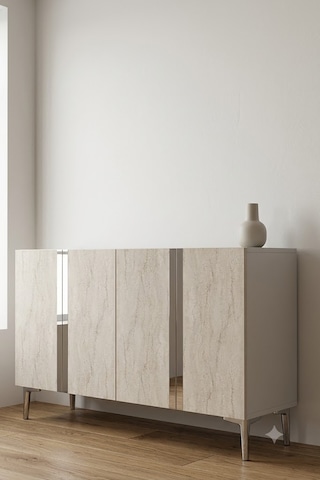 Ka1298bts Anka Konsol Ve Tv Sehpası Beyaz-traverten-silver 120cm