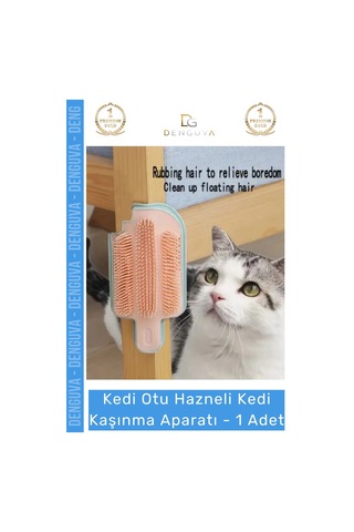 Keditarama Kedi Otu Hazneli Duvar Tipi Masaj Fırçası Tüy Temizleme Kendi Kendine Kaşınma Tarama Apa