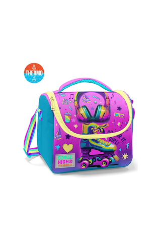 Minik Yuva Sırt Çantası Pembe Turkuaz Kulaklık Paten Desenli İki Bölmeli 3'lü Set 3set23554