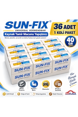Sun-fix 50040 40 Gr Universal Verwendbar Kaynak Tamir Macunu Yapıştırıcı 36 Adet 1 Koli Paket