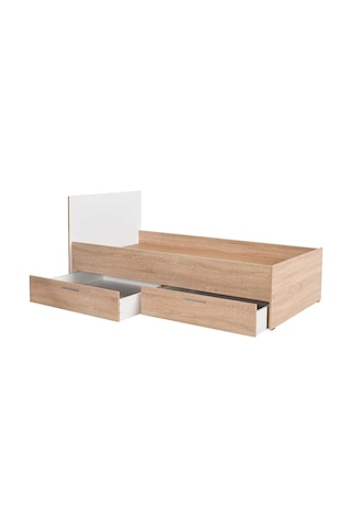 Adoremobilya Plus Çekmeceli Tek Kişilik Karyola - Sonoma-Diamond Beyaz