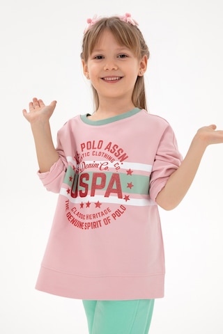 U.S. Polo Assn. Kız Çocuk Pembe Bisiklet Yaka Sweatshirt 50298163-VR041
