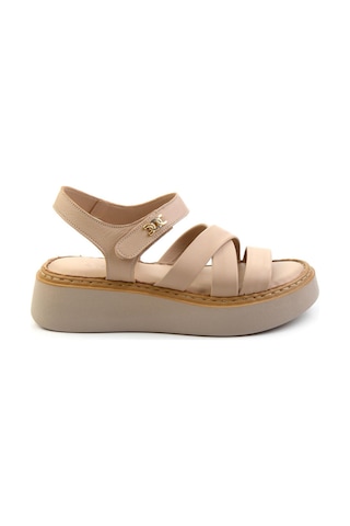 Bambi Bej Leather Kadın Sandalet K05299113603 Bej