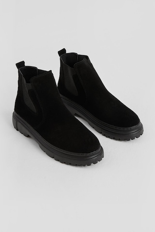 Kalın Faylon Hafif Taban Yanları Lastikli Erkek Siyah Chelsea Bot Tberk205 Siyah