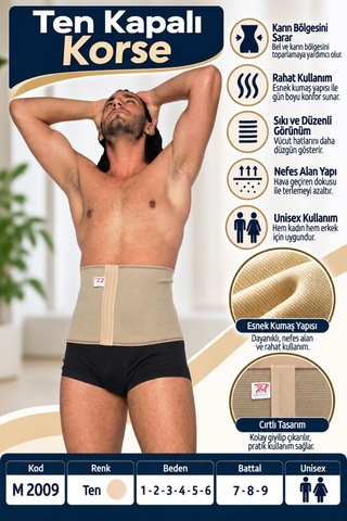 Ten Kapalı Korse Unisex Bel Ve Karın Destek Korsesi M 2009 - Rylks Standart