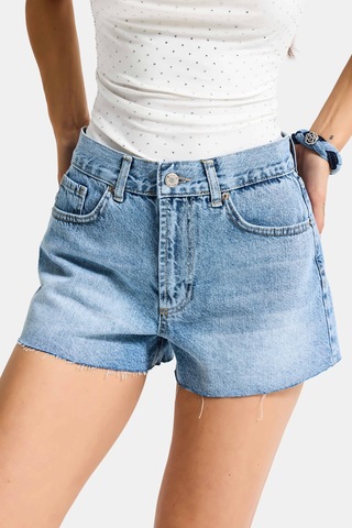 it's basic Kadın Mavi 4s6-4 Mini Mom %100 Koton Denim Şort