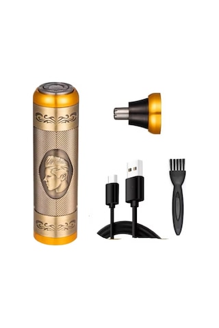 Daling Dl-9225 2 Si 1 Arada Şarjlı Erkek Tıraş Makinesi Sakal & Burun Düzeltici Usb-c Metal Gövde