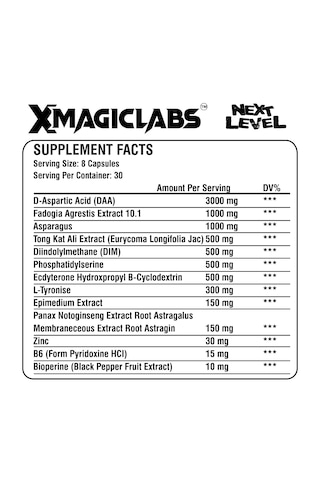 Xmagiclabs Next Level Testo Booster Daa Fadogia Agrestis Tongkat Ali 240 Kapsül