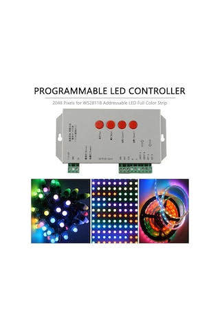 T1000s Led Piksel Kontrol Cihazı Düzenleme Yazılımı 2048 Sd Kart Kayıt Dc 5-24v Işık Aydınlatma 256mb Hafıza Ws2811 Rgb Destekli Diğer