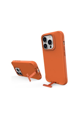 Bix Apple Uyumlu iPhone 14 Pro Max Vortex Magsafe Kılıf Stand Özellikli 3x Korumalı Mikro Fiber İç Yüzey Turuncu