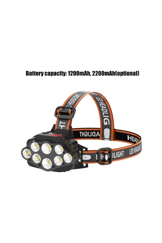 Ranyeek Usb Şarjlı 8 Led'li Multifonksiyonel Kafa Lambası - 2x1200mah Pil İle Outdoor, Bisiklet Ve Gece Sürüşü Için Uzun Menşeli Aydınlatma Çok Renkli