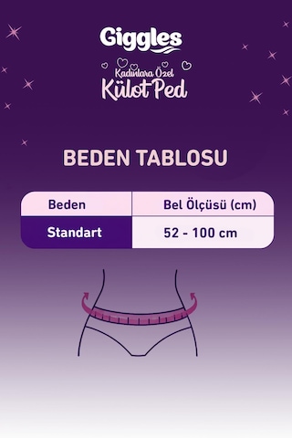 Giggles Külot Ped 52-100 Bel Ölçüsü 360 Esnek Beden Sızdırmaz Regl Gece Külodu 1 Paket 4 Adet