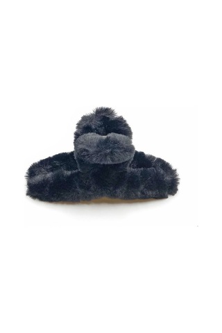 Siyah Kürklü Soft Yumuşak Peluş Mandal Toka, Saç Tokası, Saç Aksesuarı