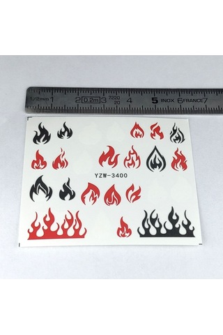 Alev Alevli Ateş Tırnak Vinil Sticker Çoklu Süsleme Çok Renkli Dövme 6x5.5cm