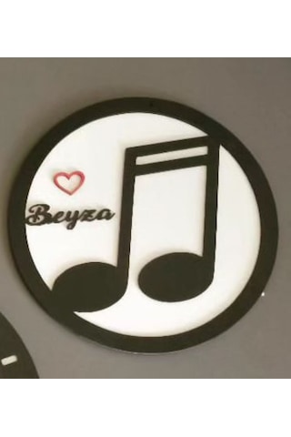 Müzik,nota ,sol Anahtarı Temalı Duvar Saati Kişiye Özel Siyah Beyaz