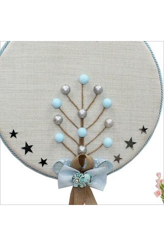 Süslebabypartystore Fil Temalı Ahşap Pano 35Cm Kapı Süsü - Mavi