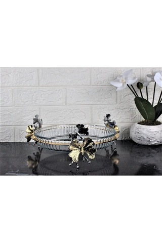 Atabey Home Kelebek Ayak Yuvarlak Borcam Tepsi-25 Cm